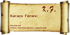 Karacs Ferenc névjegykártya