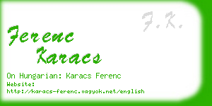 ferenc karacs business card